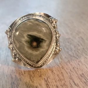 Sterling ring..greenish stone with blue